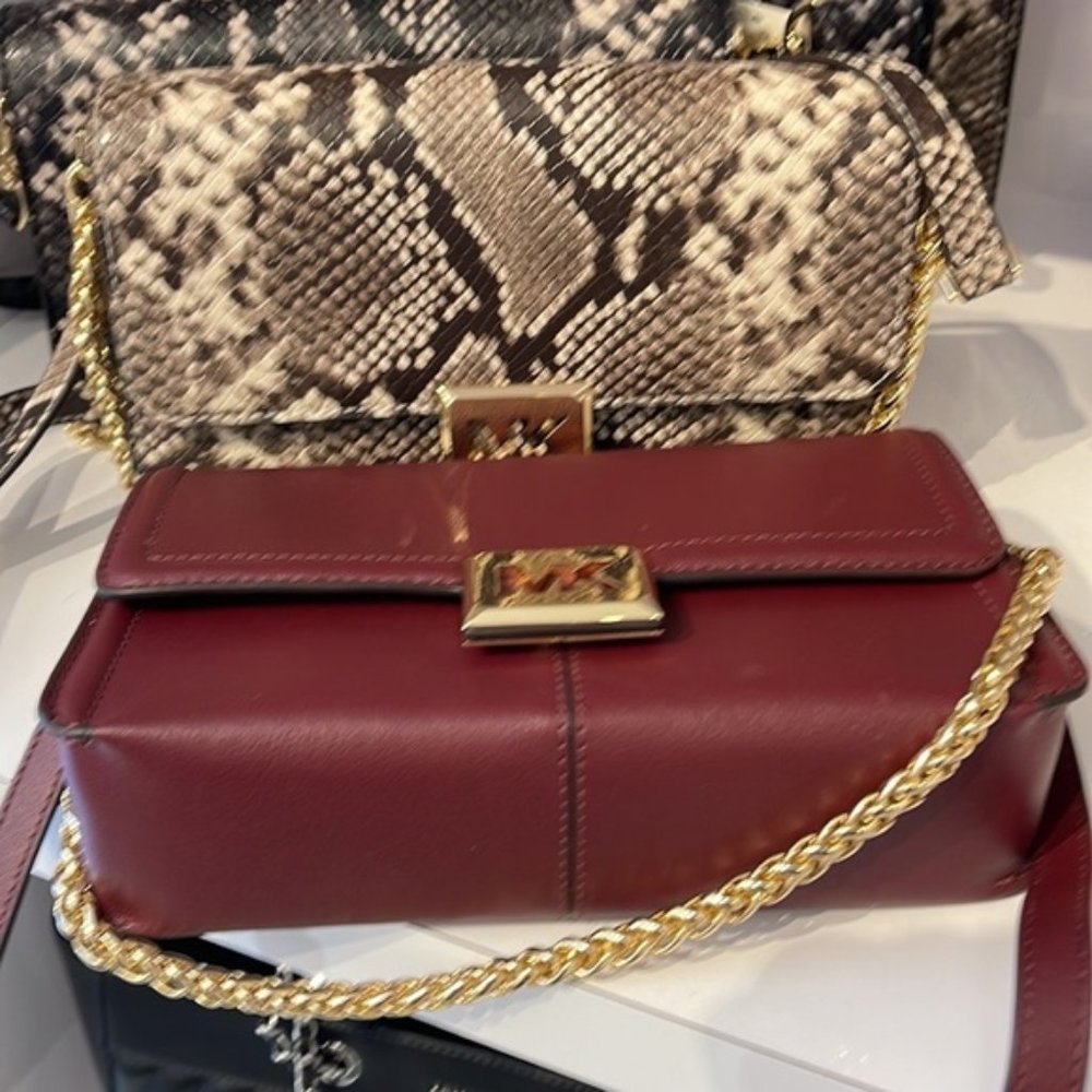 Michael Kors Sonia Medium Leather Shoulder Bag Merlot - Picture 8 of 16